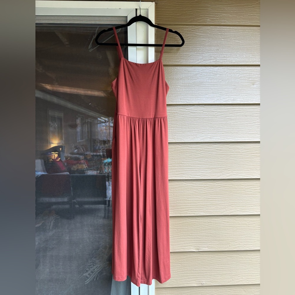 Rust capri length jumpsuit